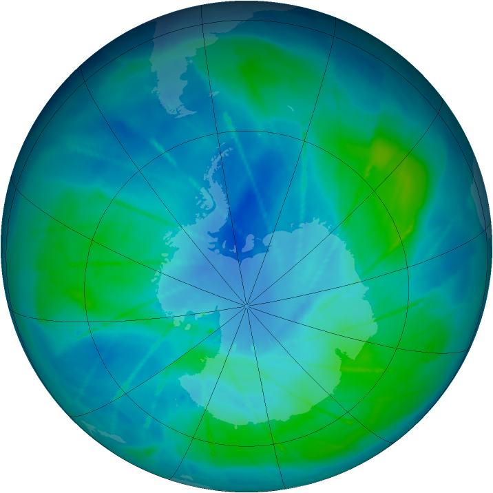 Antarctic ozone map for 24 February 2010